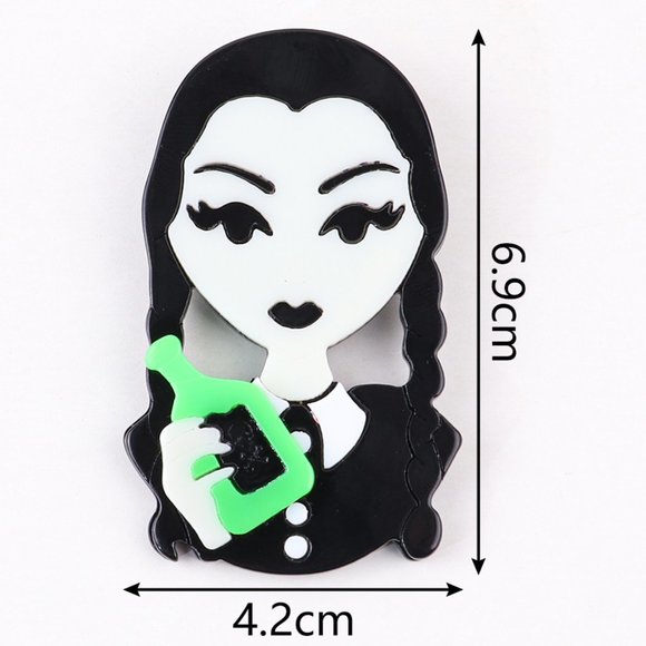 Cool laser cut acrylic Wednesday Addams fashion pin - Picture 5 of 6